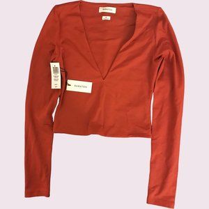 Babaton Contour V-Neck Longsleeve Size XS Color Corsa Red NWT